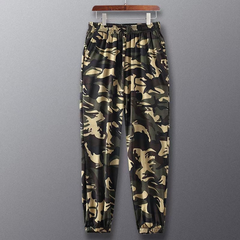 Spring Thin Camouflage Trousers Men's Young and Middle-aged Milk Silk Neck-up Camouflage Pants 2023 Stretch Leg Camouflage Pants