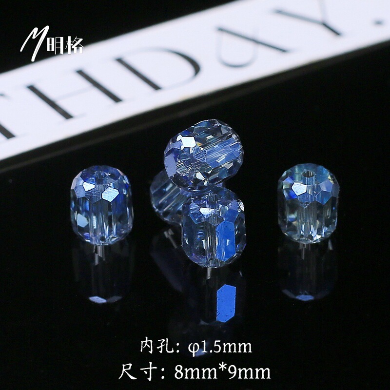 8*9mm切面长圆柱水晶玻璃珠手工DIY饰品配件超透闪手机链手串材料|undefined