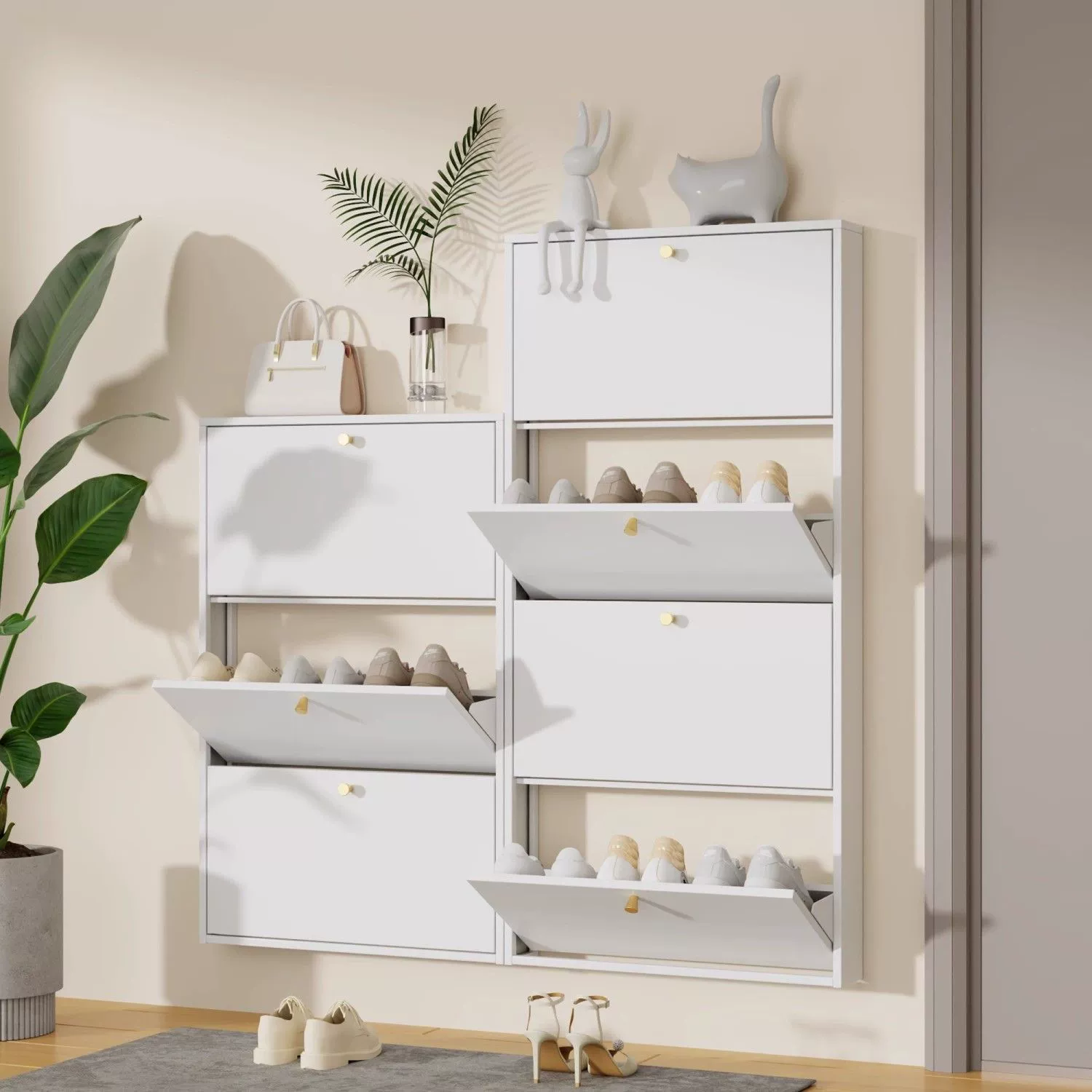 Простой домашний шкаф из кованого железа с узким стальным шкафом для обуви большой вместимости для прихожей, металлическим пылезащитным шкафом с откидной крышкой.