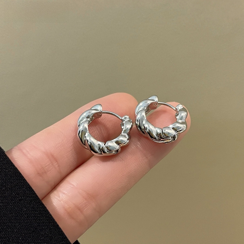 Elegant fashionable geometric small design earrings with pigtail