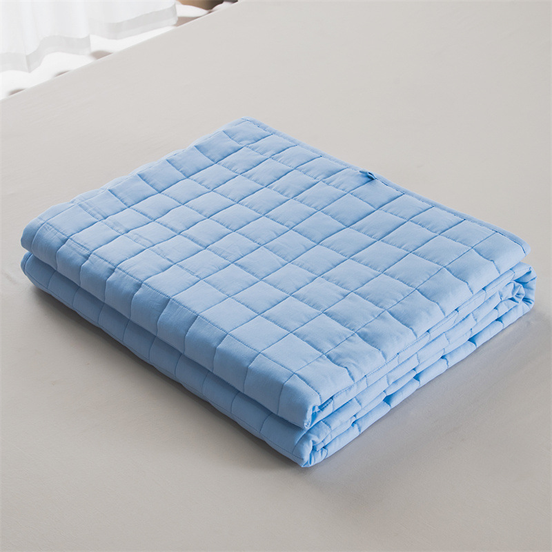 (면) 하늘색 작은 격자 무게 담요