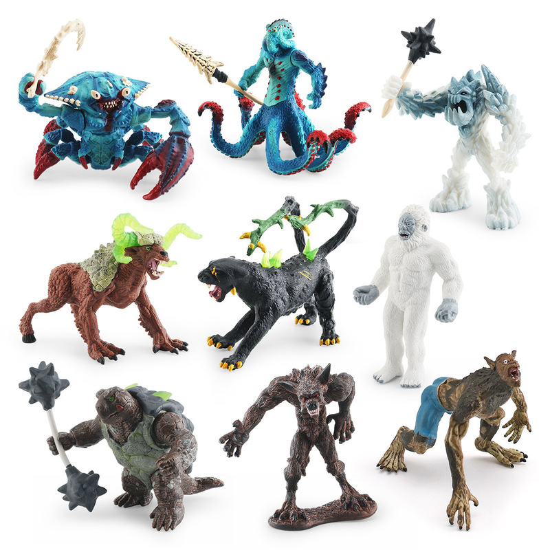 Cross-border Simulation Western Myth Warcraft Model Hippocampus Snowman Ice Sword-toothed Tiger Monster Werewolf Decoration Ornaments Toy