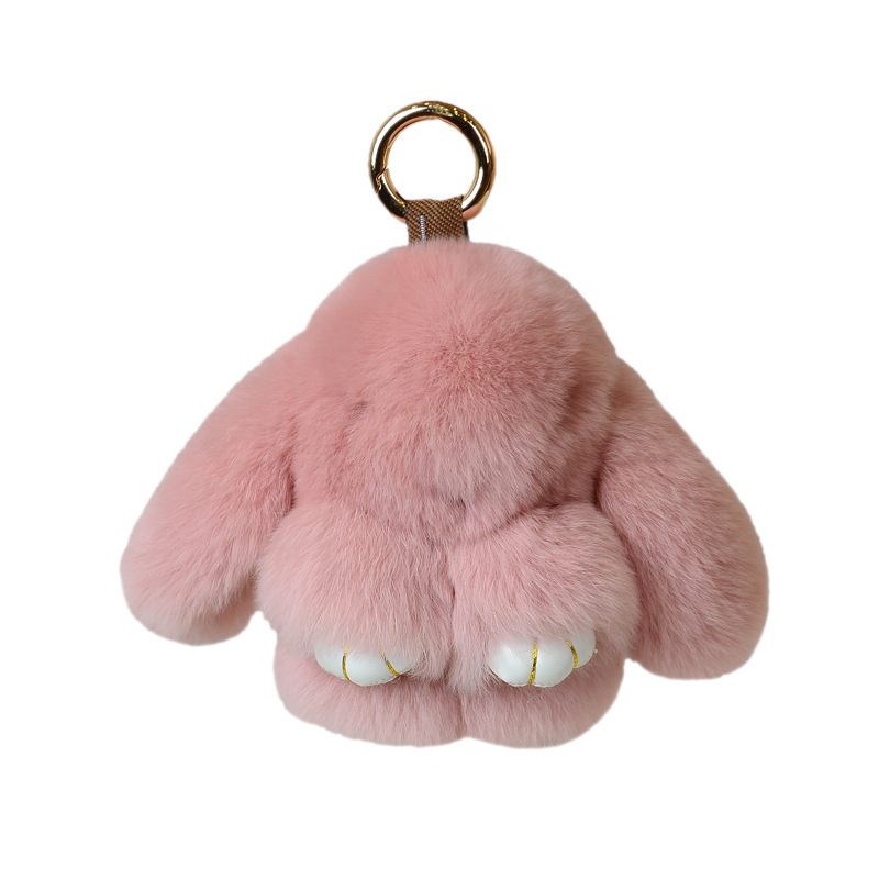 小さなウサギの毛皮ミニチュア装飾品、ウサギの毛皮バッグチャーム、ふわふわで可愛いランドセル、車のキーホルダー飾り|undefined