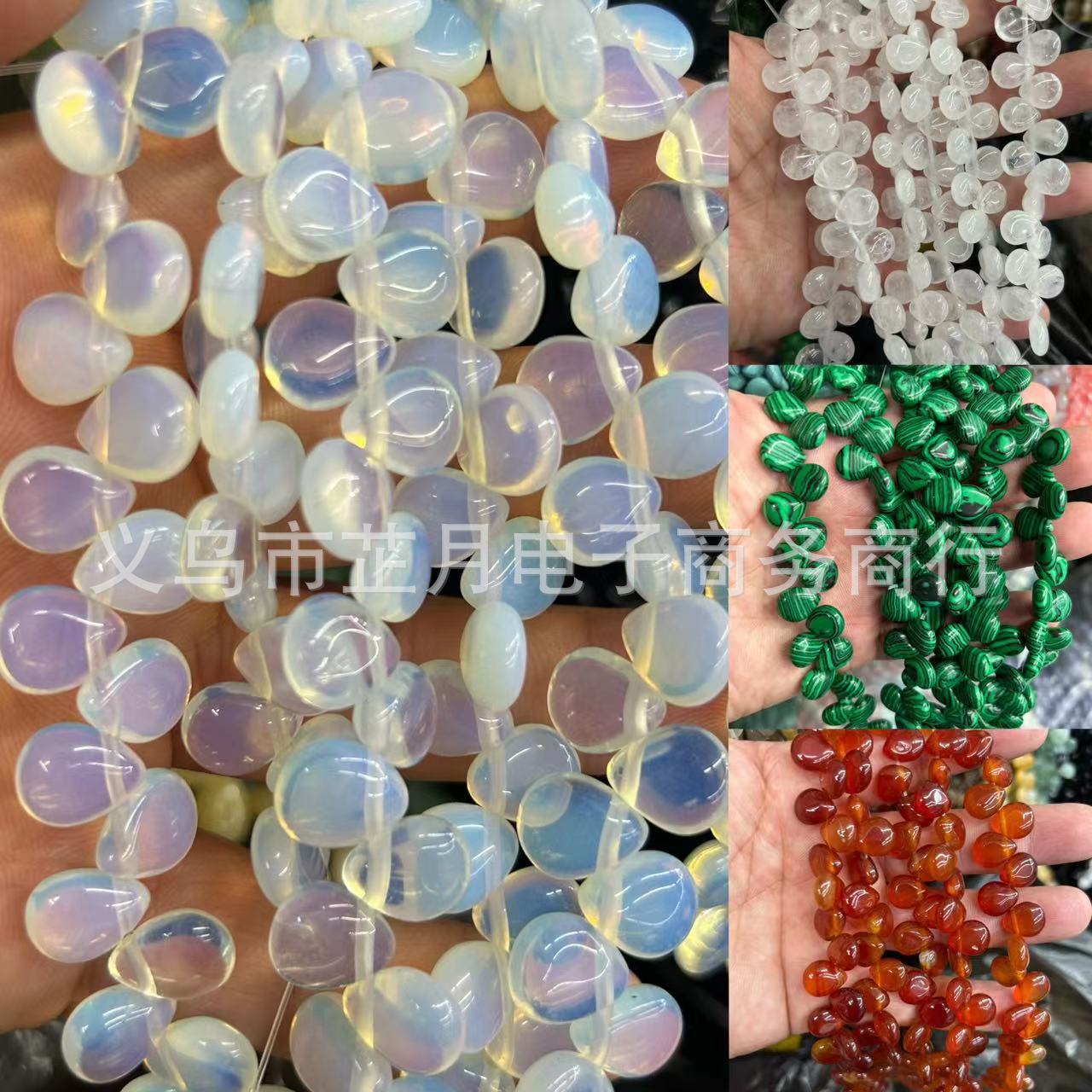工廠直銷 10*12天然石花瓣 玉簪花 橫孔胖水滴 髮簪 diy手工材料