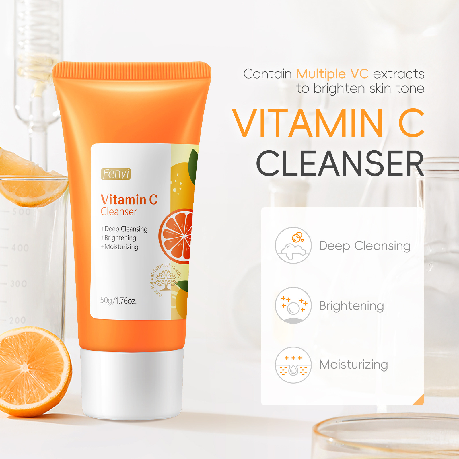 Wholesale fenyi Vitamin C Facial Cleanser 50g from the manufacturer for pore cleansing, hydration and moisturizing, cross-border Item Picture