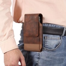 通用于17Promax尼龙牛津布拼接穿皮带万能腰包插卡槽竖包手机皮套
