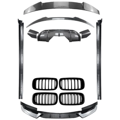 Applicable to 2014-19 Bmw X6 F16 Big Surrounded - f16-body-parts-grille-without-lights-carbon-fiber-pattern-2015-2019