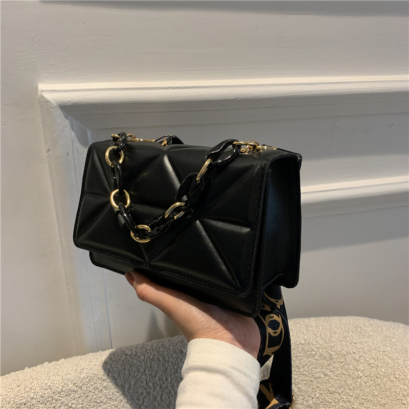 Bolso de hombro pequeño para mujer estilo INS diseño cuadrado simple con correa ancha moda casual