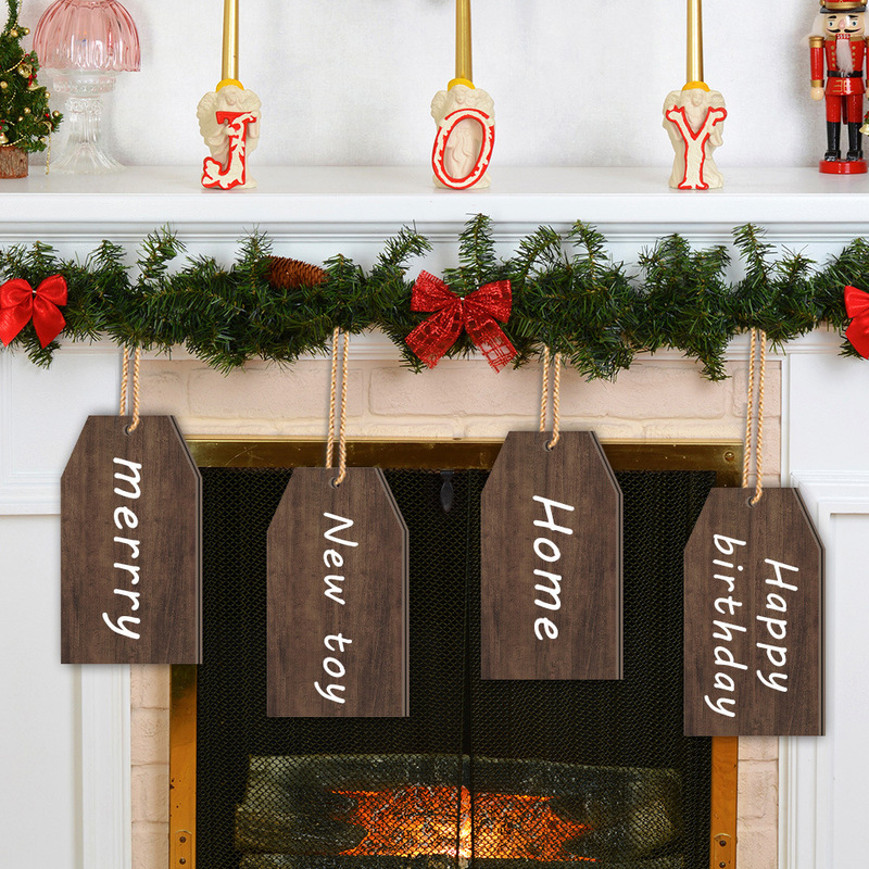 Cross-Border 10Pcs Wooden 3mm Name Tag DIY Personalized Signature Front Door Sign Holiday Decoration Tag