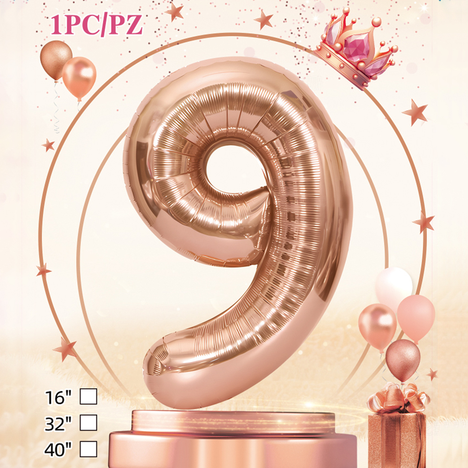 Embalaje de tarjeta de papel independiente digital de cumpleaños impreso en blanco de 32 pulgadas, decoración de fiesta de la versión estadounidense, película de aluminio, decoración de globos de papel de aluminio