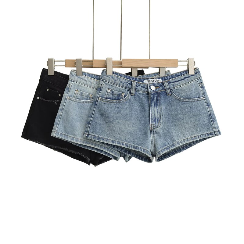 American Hot Girl Retro Low-Waist Jeans Summer New Versatile Casual Washed Loose Ultra-Short Mini Shorts
