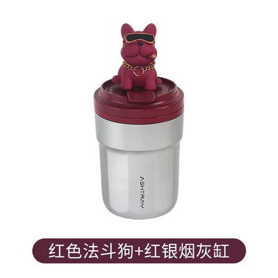 Car ashtray — for car interior use - wine-red-ashtray-red-french-bulldog
