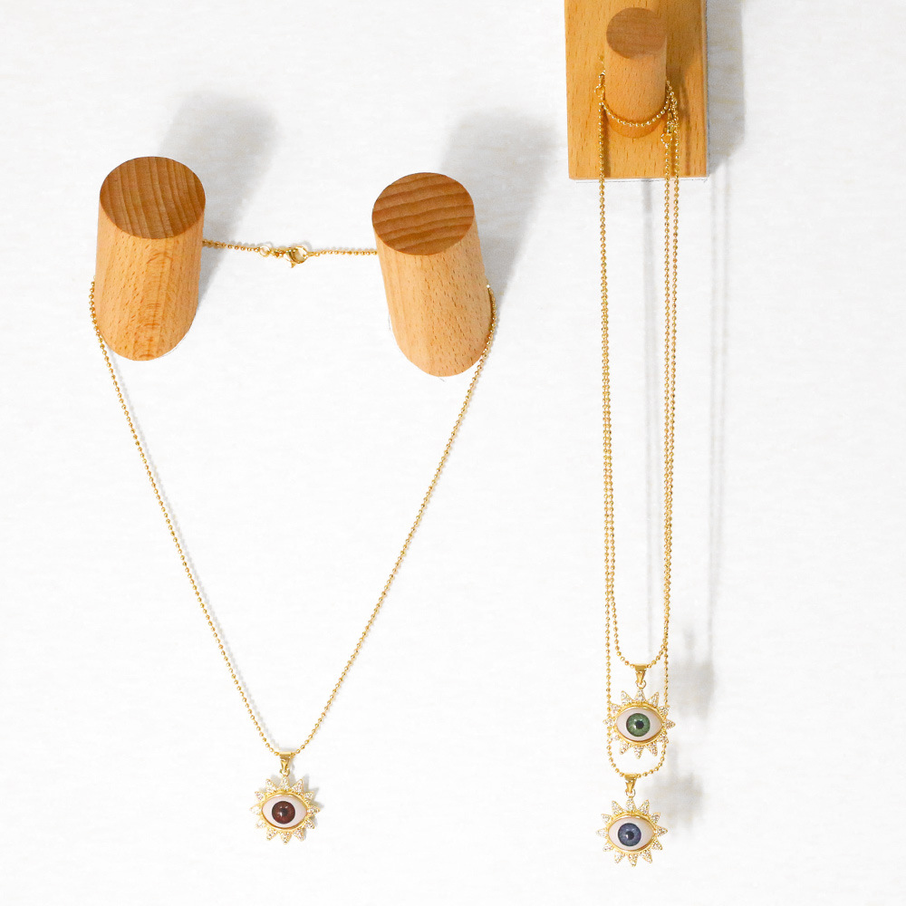 Devilu0027s Eye Pendant Necklace New Clavicle Chain Micro-inlaid Zircon Eyelash Necklace