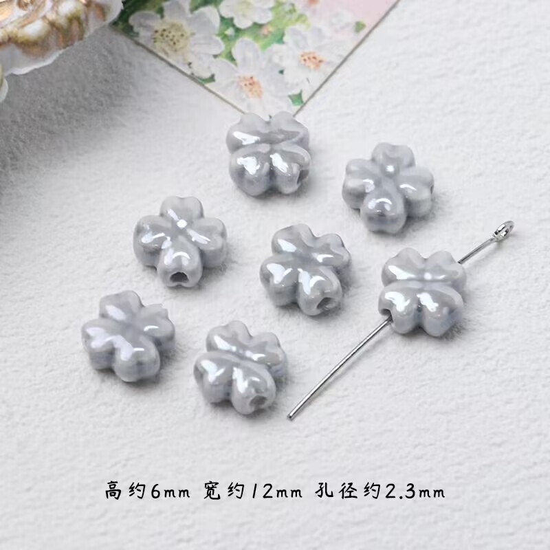 6*12mm【小清新】马卡龙色陶瓷四叶草DIY手链项链耳饰配饰材料|undefined