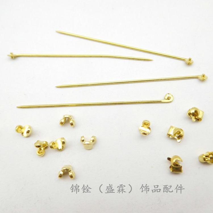 铜胸针配件卡针双卡胸针扁头卡位胸针配套DIY饰品高档胸针卡头针
