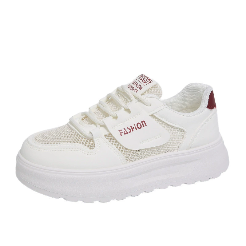 Women’s platform sneakers, breathable mesh, Korean style, white/black/red, EU 35–40