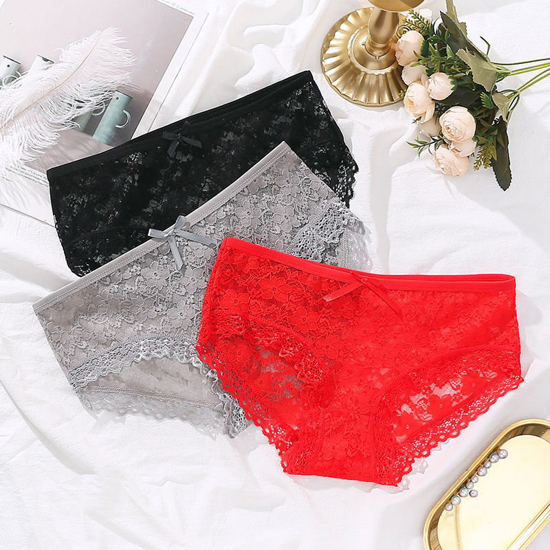 Big Red Sexy Lace Panties for Women, Mid-Waist, Charming, Wedding, Festive, Breathable Briefs for the Year of Birth Big Red Sexy Lace Panties for Women, Mid-Waist, Charming, Wedding, Festive, Breathable Briefs for the Year of Birth