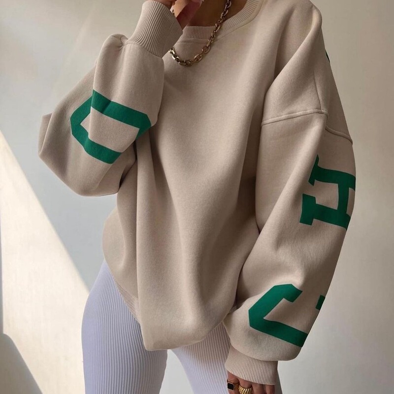 2022 Amazon Cross-border European and American Women's Casual Fashion Printed Thickened All-match Top Long Sleeve Sweater 2022 Amazon Cross-border European and American Women's Casual Fashion Printed Thickened All-match Top Long Sleeve Sweater