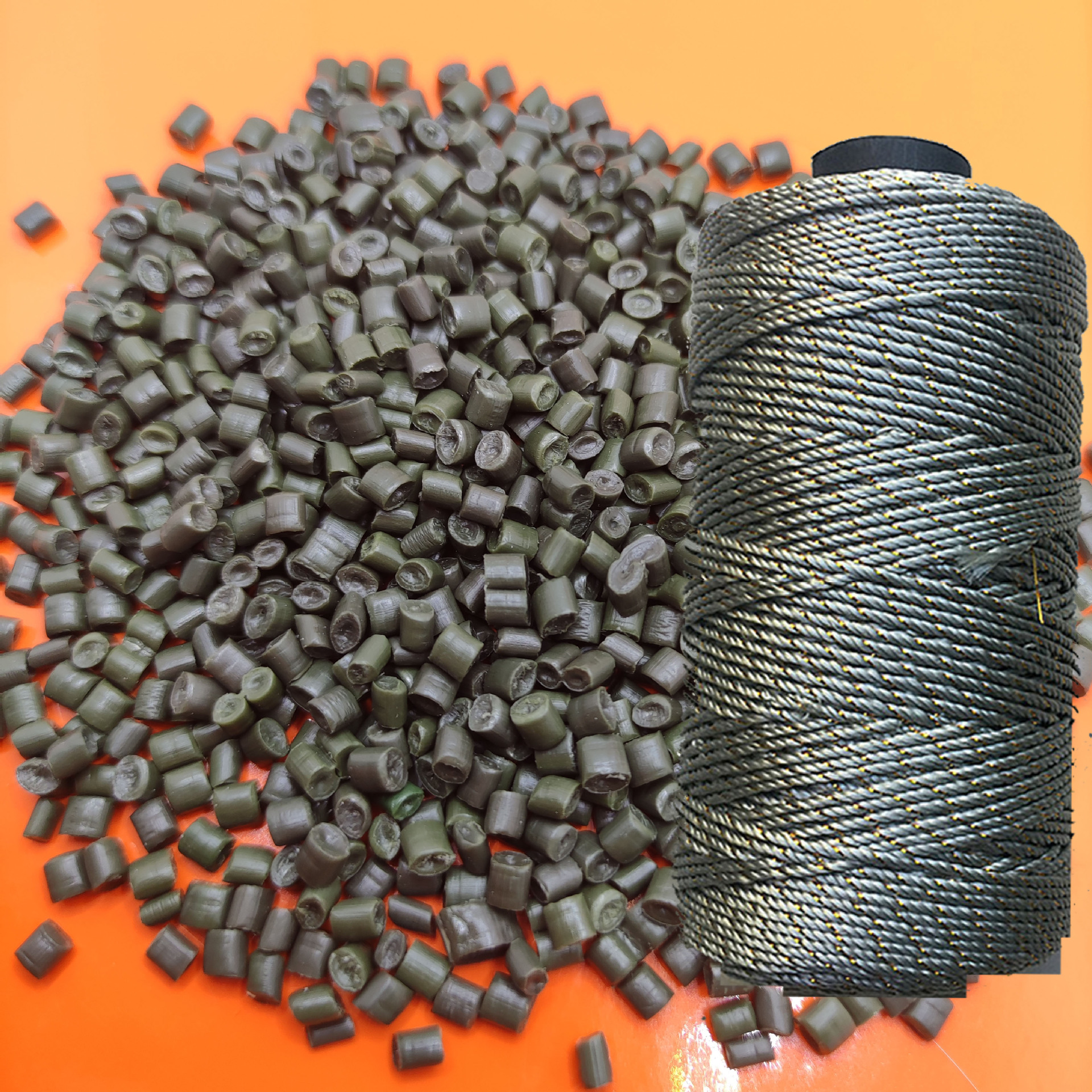 GRS工厂认证 R-PP绿色杂色抽粒料 聚丙烯拉丝丙纶轻丝纱线布匹