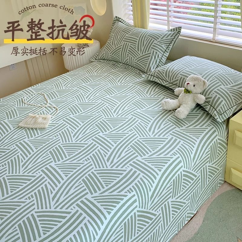 Un tipo de tela gruesa vieja 100% sábana, algodón de una sola pieza, funda de almohada de lino doble de verano, juego de tres piezas