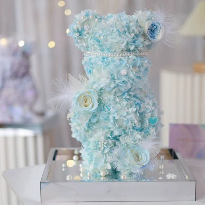 Flor inmortal tortilla violenta oso caja acrílica para el día de San Valentín regalo de cumpleaños de novia fábrica al por mayor