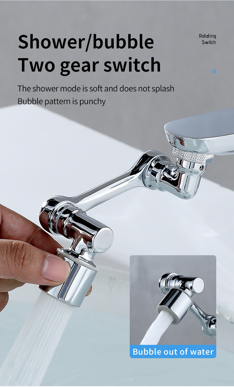 Household multi-functional universal rotating faucet, anti-base water wonder, washbasin mechanical arm, universal faucet extension device Item Picture