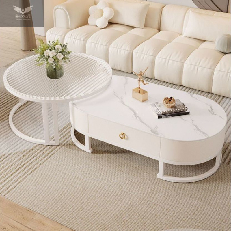 Roca de lujo ligero red simple mesa de té ovalada moderna sala de estar doméstica nueva mesa de té de tipo pequeño un cabello