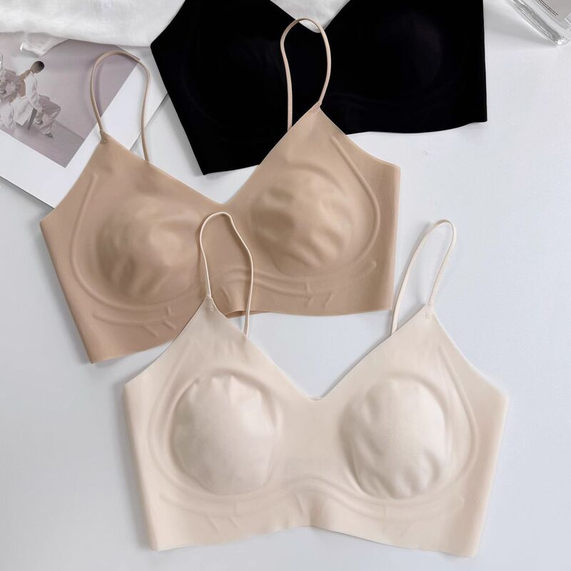 Ultra-Thin Seamless Foundation-Like Liquid Foundation Bunny Ear Cup Bra for Women with Large Busts, Making Them Appear Smaller, with Thin Straps, Invisible Bra, Tank Top Style Bra Ultra-Thin Seamless Foundation-Like Liquid Foundation Bunny Ear Cup Bra for Women with Large Busts, Making Them Appear Smaller, with Thin Straps, Invisible Bra, Tank Top Style Bra