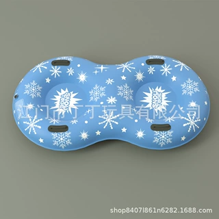 厂家新款充气双人滑雪圈PVC加厚成人儿童户外简易把手滑雪管跨境