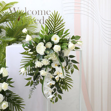 仿真白绿色系蝴蝶兰花壁挂路引花架组合婚礼布置婚纱摄影背景道具