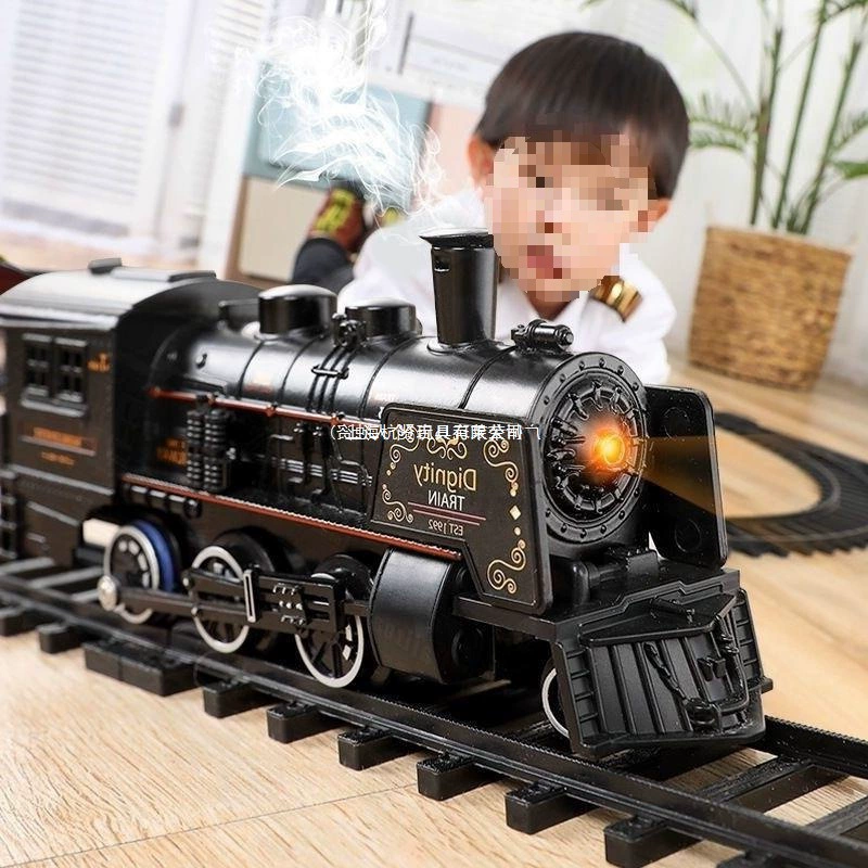 Электрический паровоз, игрушка, детский ретро маленький поезд, высокоскоростной железнодорожный вагон, классическая модель, игрушка для мальчика