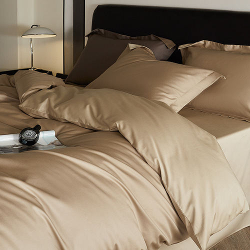 Class A high-end 100S long-staple cotton four-piece set, light luxury, pure cotton, double-piece solid color simple quilt cover B&B ins