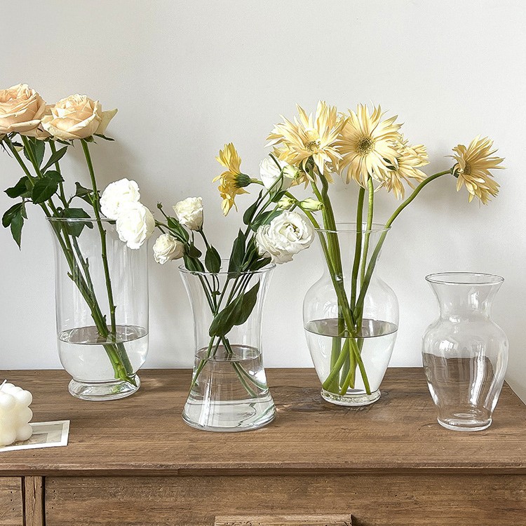 简约玻璃透明玻璃花瓶鲜花水养创意小卧室装饰客插花花瓶摆件外贸
