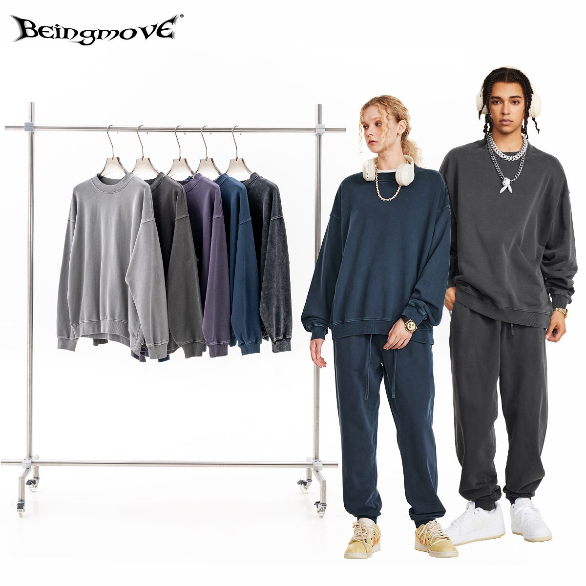 Amerikanischer Stil Herbst 2025: Trendiges, lässiges, hochwertiges Strick-Sweatshirt mit Rundhalsausschnitt und Used-Look für Herren._voghion.com