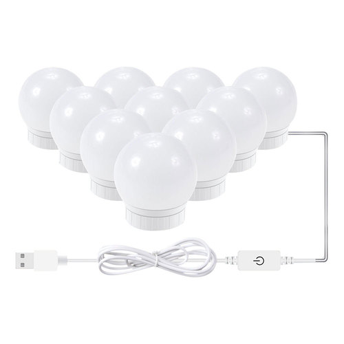 LED mirror headlight makeup mirror bulb free punch mirror fill light dressing table rotating take-up touch three-color temperature