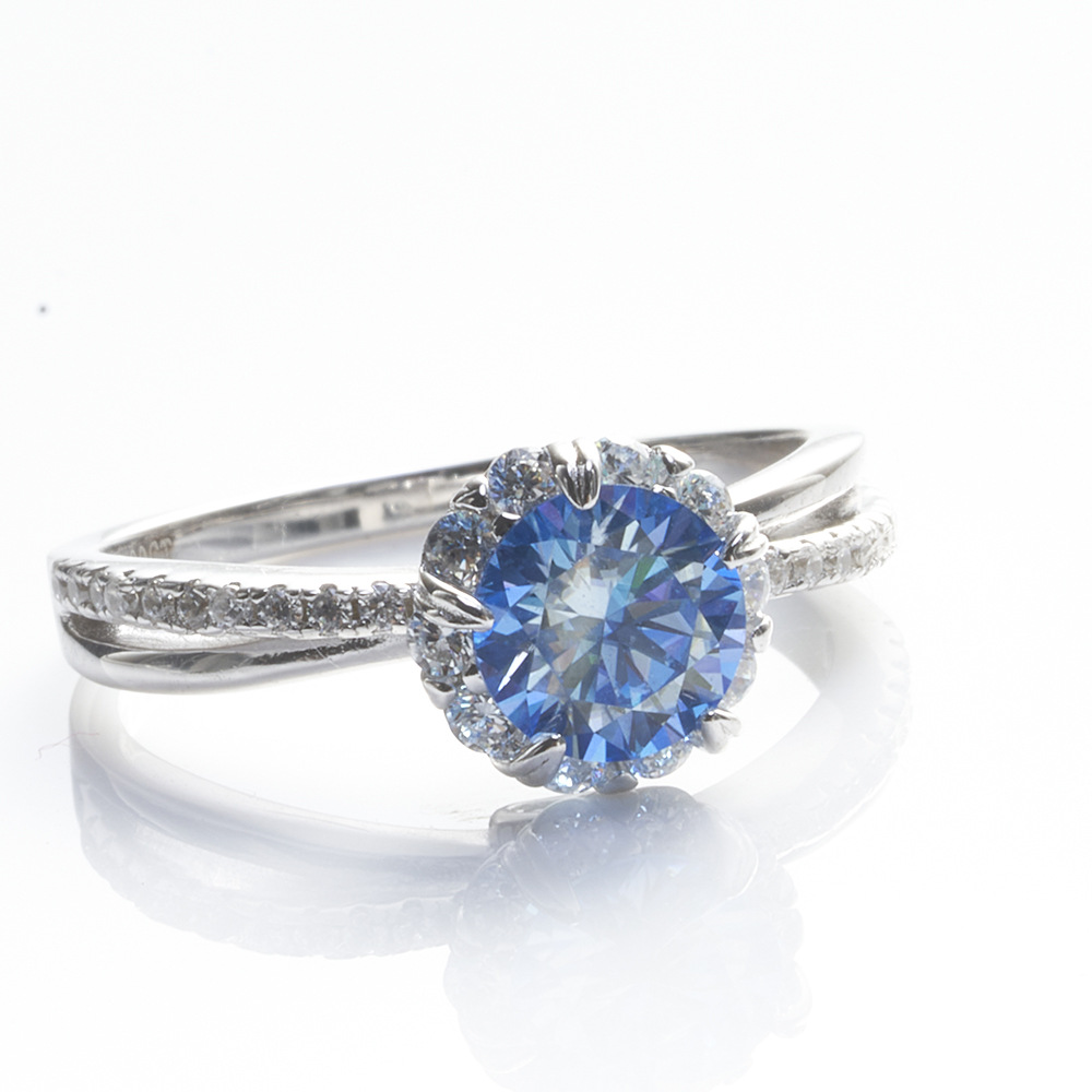 Anillo de plata 925 para mujeres 1 quilate anillo de piedra de moissanita galvanizado pt950 anillo de mujer rojo azul anillo de piedra de moissanita