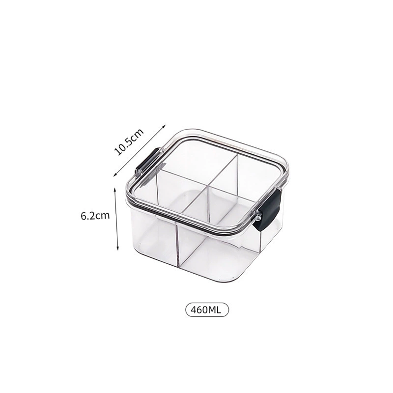 Plastic storage box, divided compartments, 700 ml or 680 ml options, clear snap‑lock lid