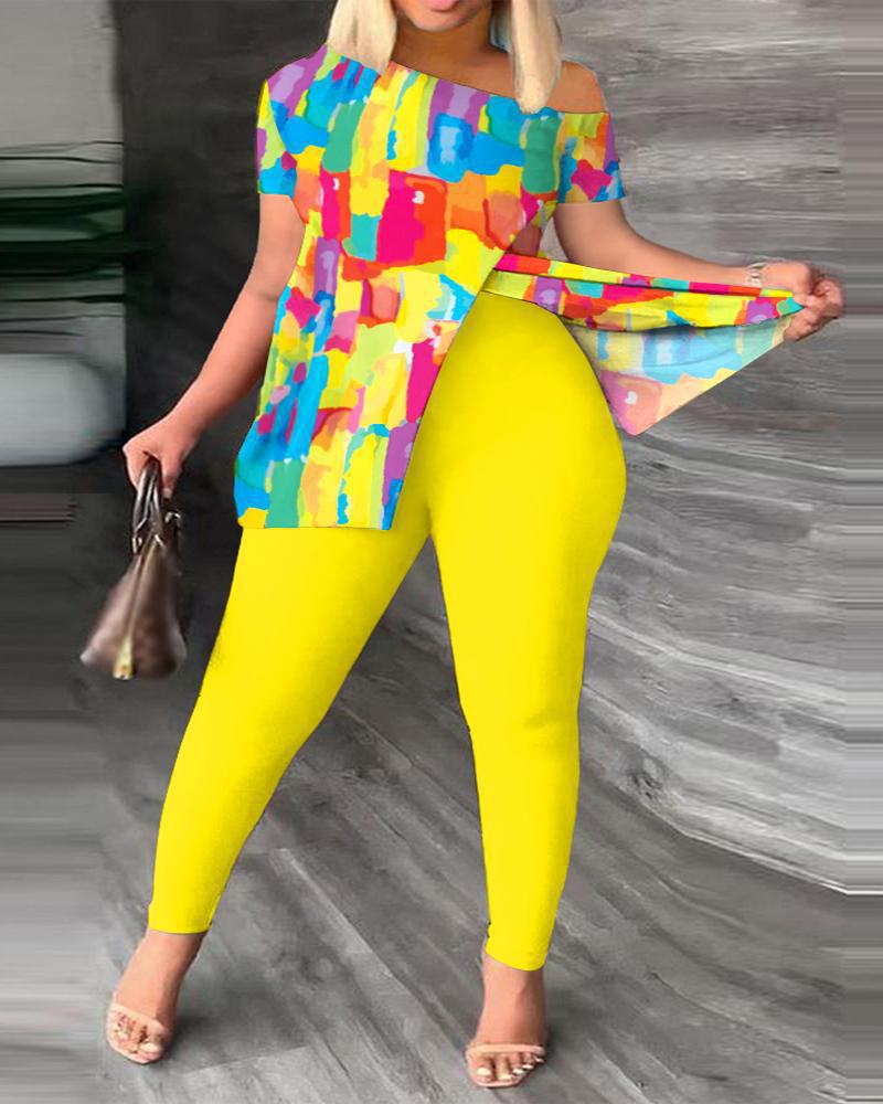 2024 Autumn European And American Cross-Border Women's Asymmetrical Neck Long Pants Two-Piece Set_ecoleips.com