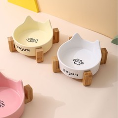 クリエイティブクリーム風猫耳ストレートボウル家庭用セラミックペットボウル猫ボウル犬ボウル水ボウル猫ボウル