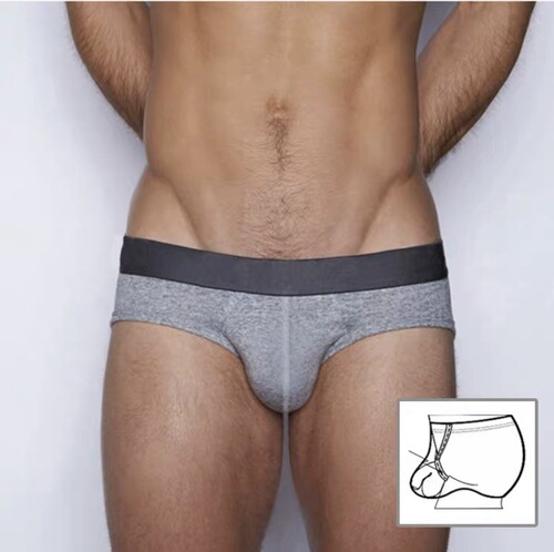 Men's Ring Underwear, Pure Cotton Low-Waist Sexy Tri-Top Briefs for Youth, Scrotum Support, Trendy Breathable Bottoms