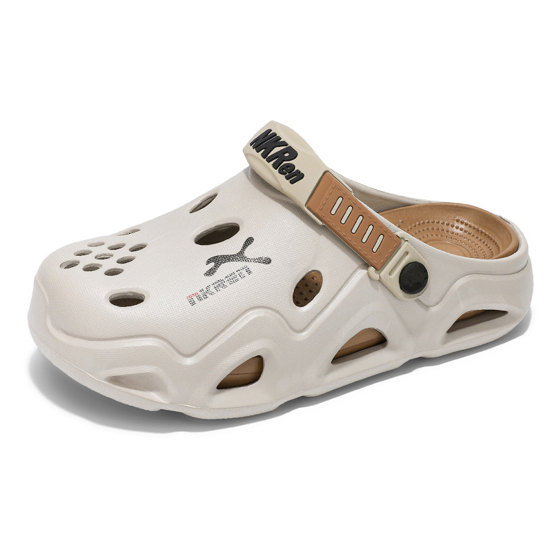 Zapatos con agujeros para hombres, tendencia de verano, sandalias de playa al aire libre simples, EVA, ropa exterior, deportes antideslizantes, zapatillas de Baotou para hombres