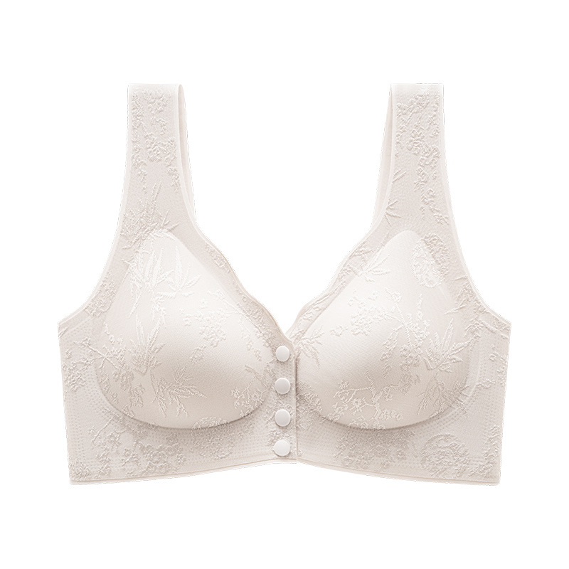 920 ropa interior de botón delantero original estilo chino en relieve Jacquard Bra portátil de botón abierto delantero reunido chaleco sin marca ropa interior