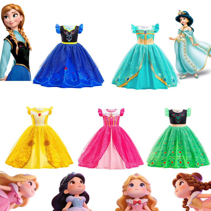 New Anna Jasmine Belle Aurora Princess COS Performance Costume Stylish Princess Dress Mesh Dress Performance Outfit New Anna Jasmine Belle Aurora Princess COS Performance Costume Stylish Princess Dress Mesh Dress Performance Outfit