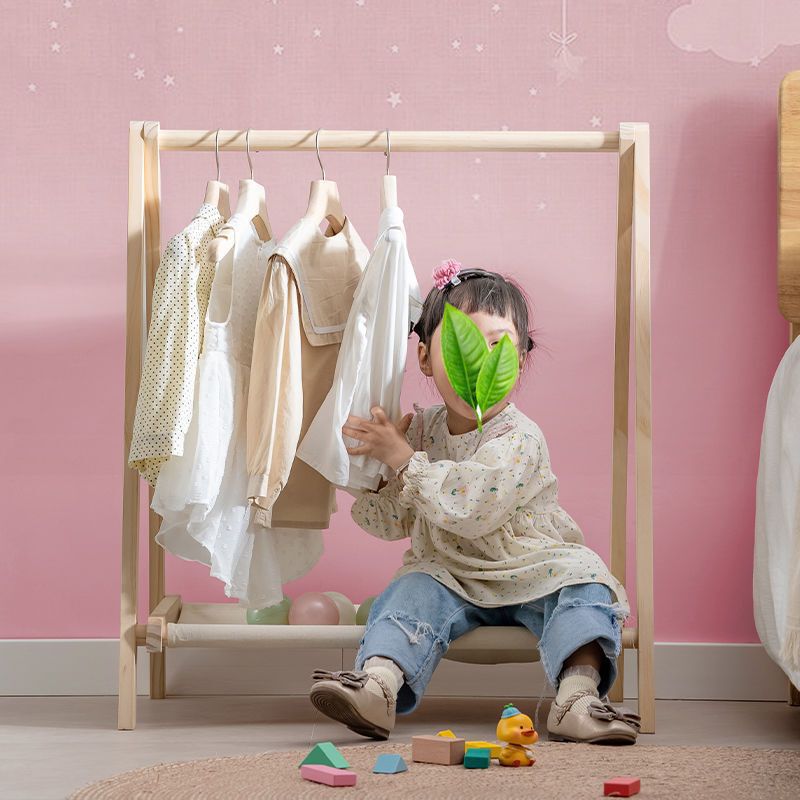 子供用コートラック床置きベビー無垢材洋服ラック寝室シンプル洋服ラック幼児衣類収納ラック|undefined