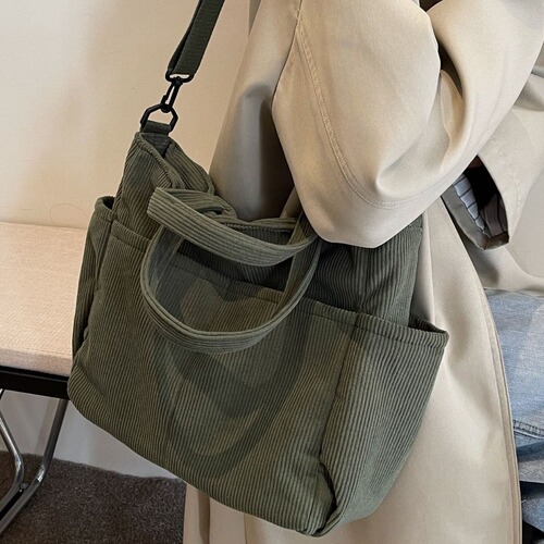 Linen tote bag with large capacity, commuting backpack for women students, single-shoulder hand-held bag, simple large canvas bag