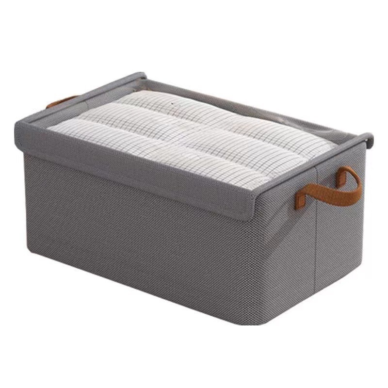 Caja de almacenamiento de marco de acero catiónico tipo cajón plegable para ropa armario laminado caja de almacenamiento de acabado transfronteriza