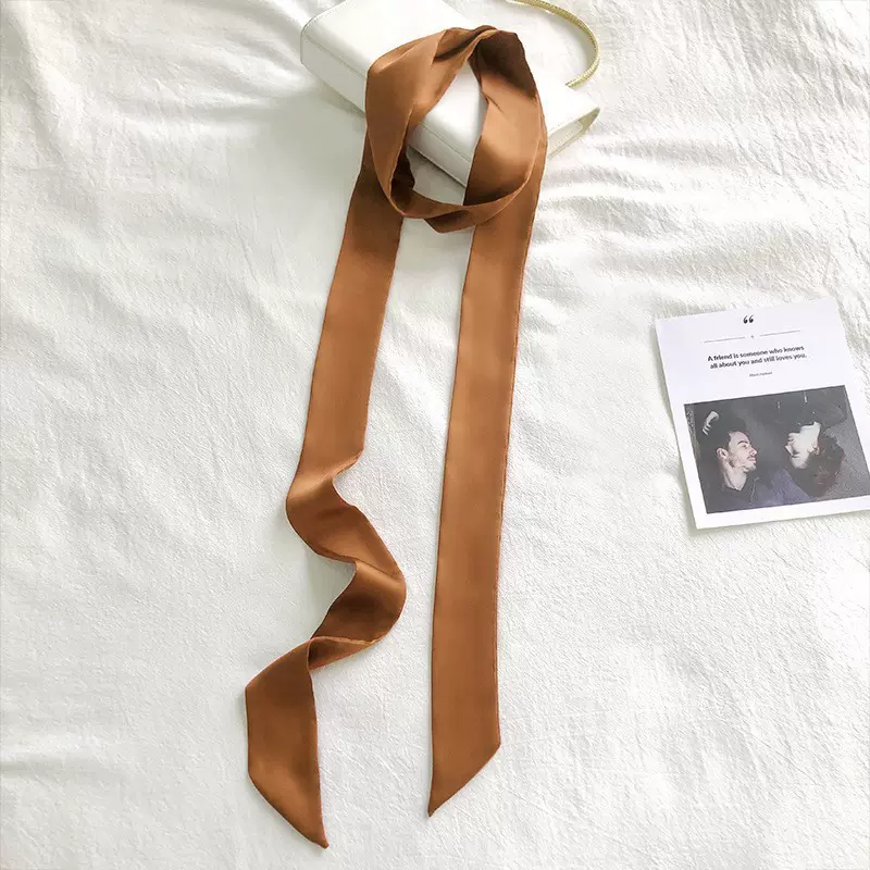 纯色ins长条小丝巾飘带绑包包手柄丝巾绑发小丝带装饰围巾发带领