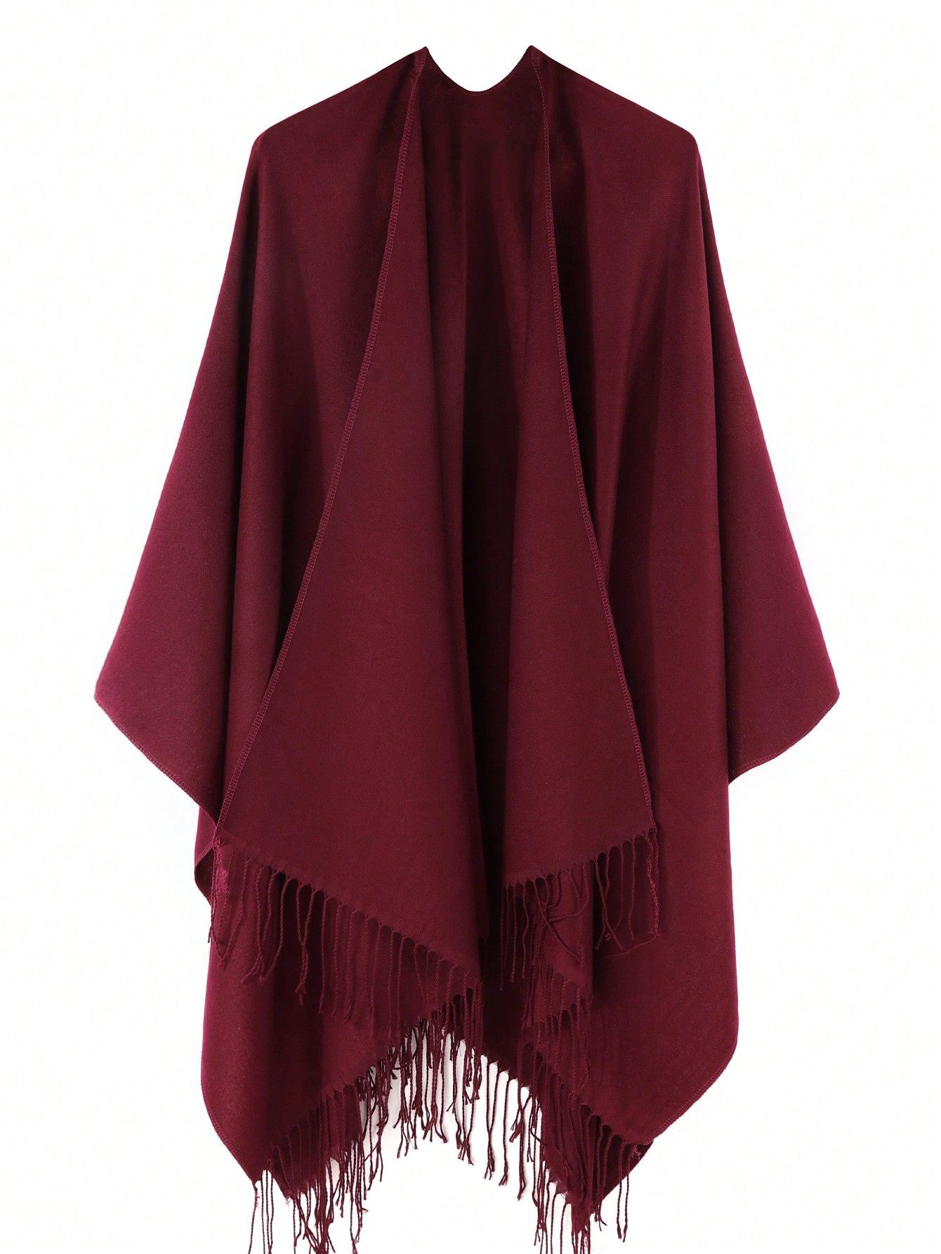 Color sólido cachemir-como borla Gran Hendidura chal europeo y americano de comercio exterior popular cálido monocromo manto liso manto