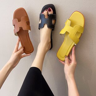��ɫЬŮ���Q��a�ļ��¿�ƽ��ɳ��Ь��Ьins���e�ٴ�slipper