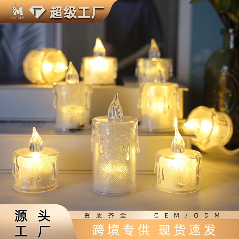 Small Tealight Crystal Lamp Cross-Border Led Digital Candle Lamp Transparent Tears with Luminous Paper Creative Birthday Arrangement Small Tealight Crystal Lamp Cross-Border Led Digital Candle Lamp Transparent Tears with Luminous Paper Creative Birthday Arrangement